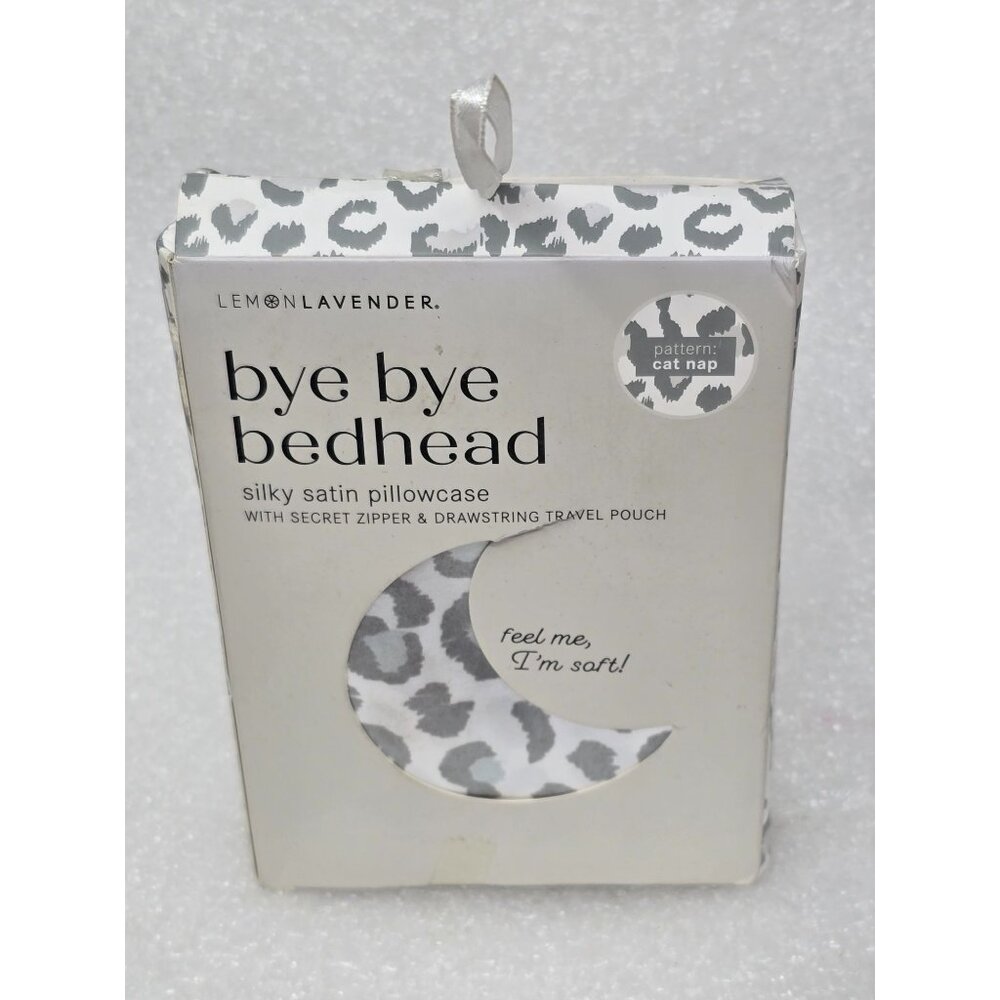 Lemon Lavender Silky Satin Pillowcase Cat Nap Pattern 20" x 28"